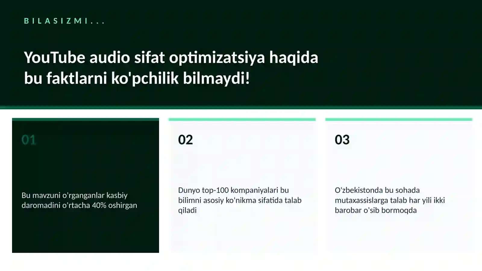 YouTube audio sifat optimizatsiya 2