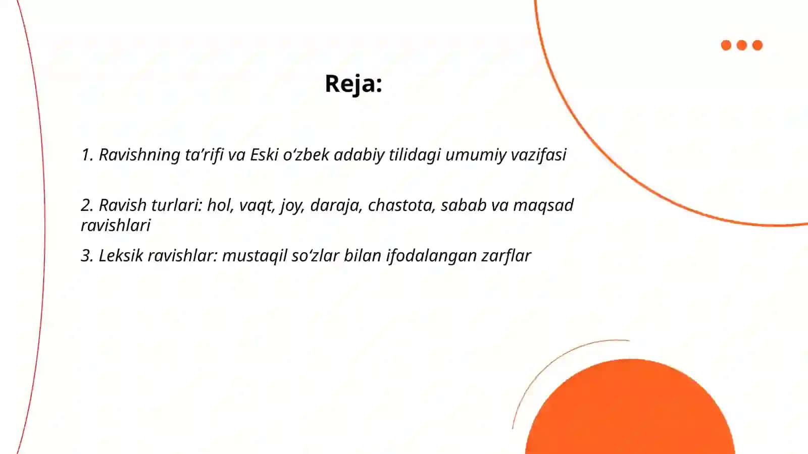 Eski oʻzbek adabiy tilida ravish va uning ifodalanishi 2