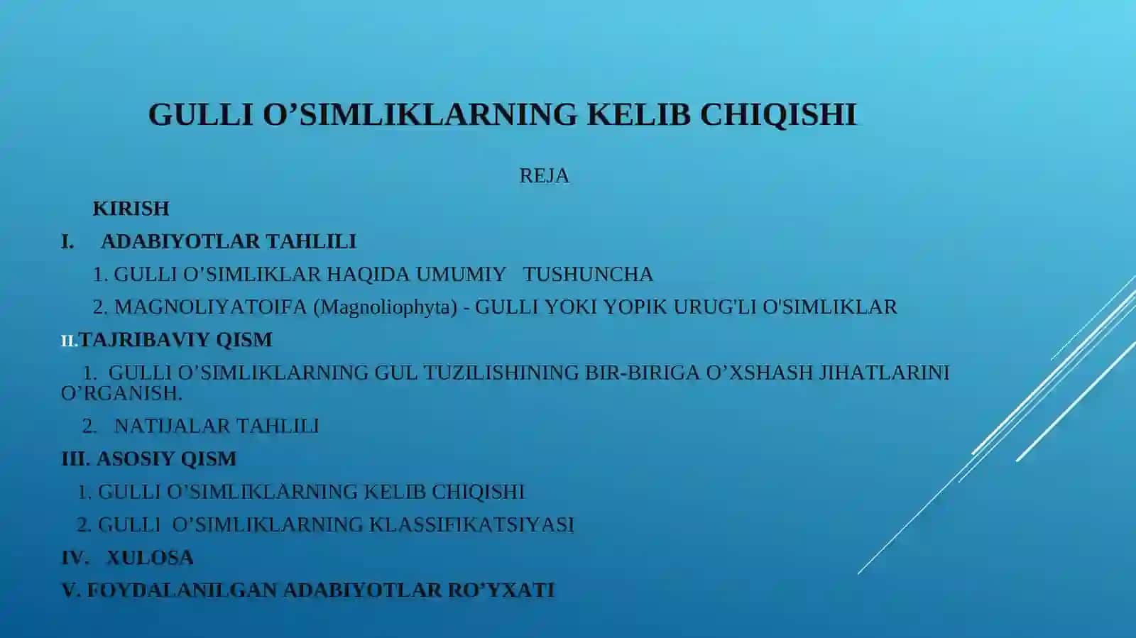 BOTANIKA FANIDAN TAYYORLAGAN KURS ISHI TAQDIMOTI 2