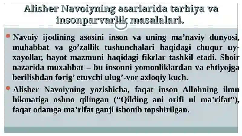 Alisher Navoiyning maktab madrasalar va oʻqituvchi-ustoz haqida 2