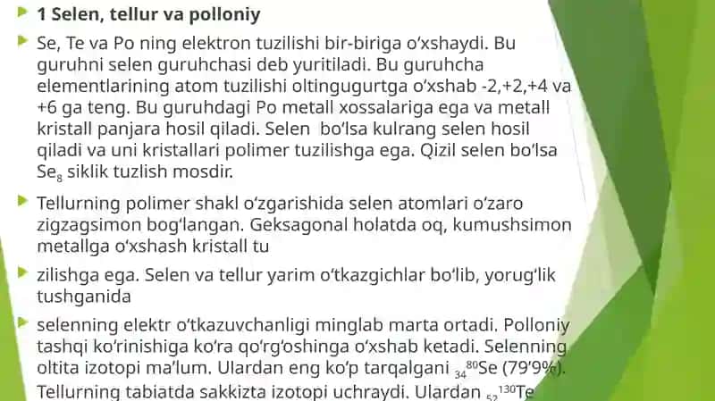 SELEN, TELLUR VA POLONIY 2