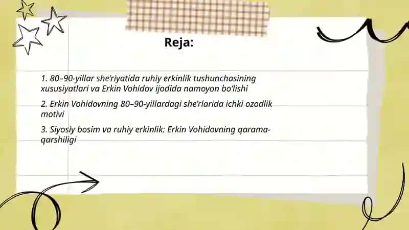 80-90-yillar she’riyatidagi ruhiy erkinlikning Erkin Vohidov ijodidagi o‘rni 2