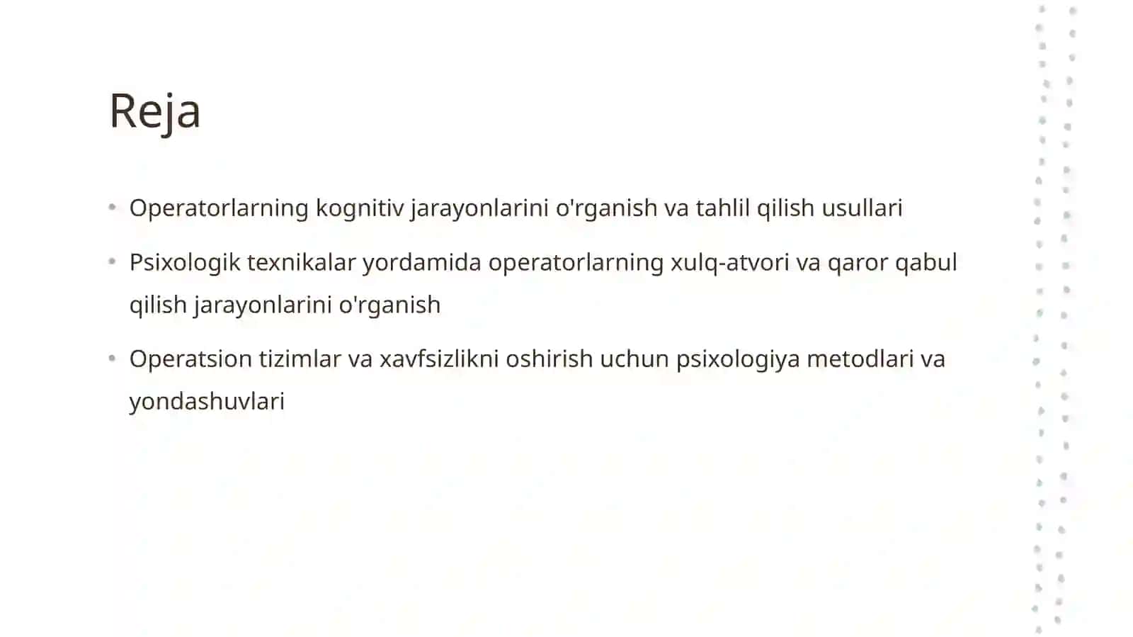 Operator faoliyatini o'rganishga qaratilgan psixologiya metodlari 2