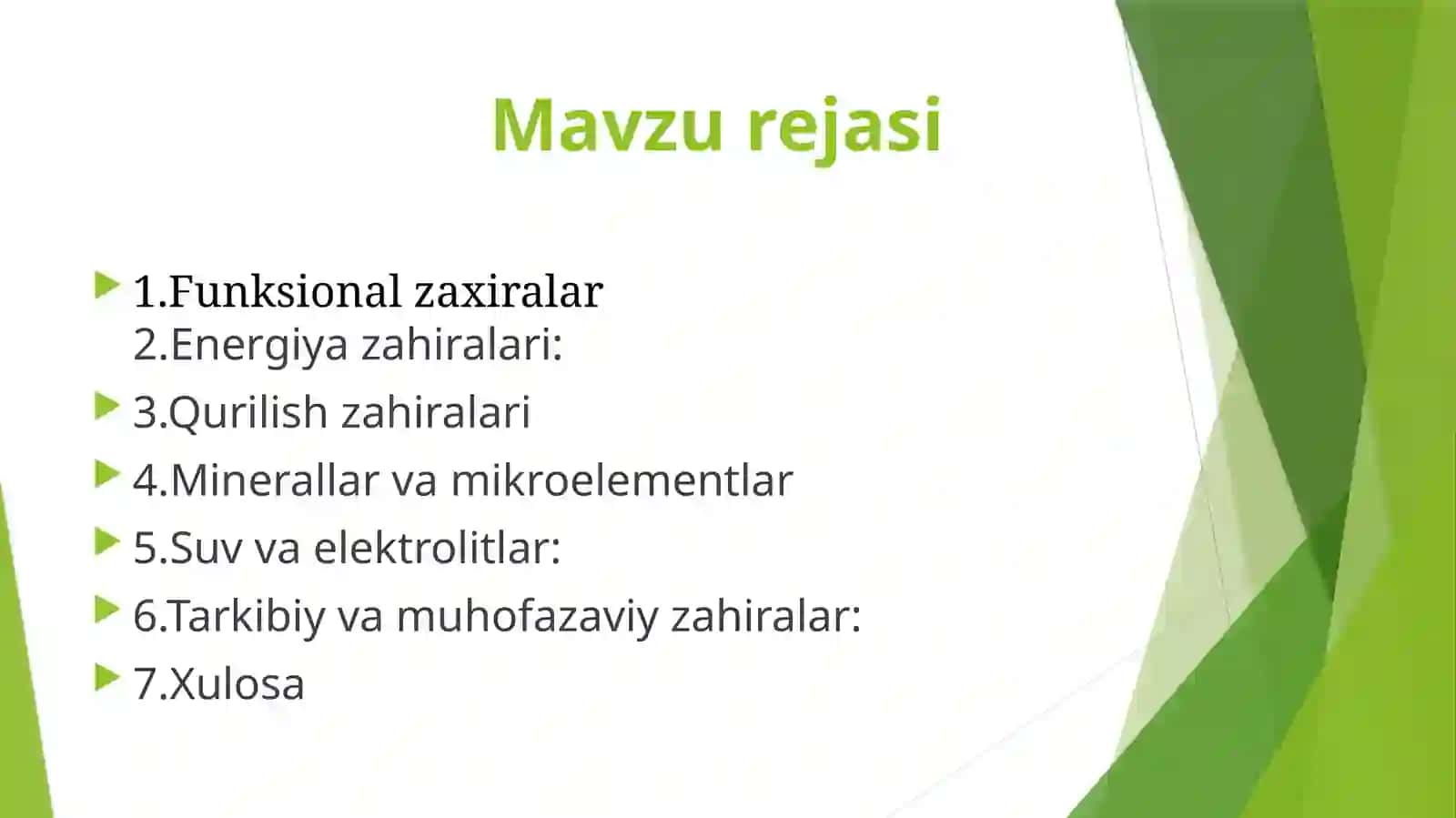 Organizmning fiziologik zahiralari va ularning tasnifi 2