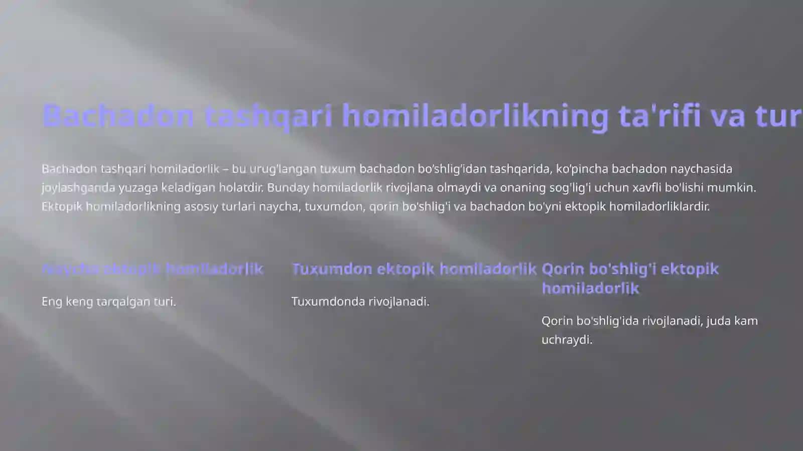 Bachadondan tashqari homiladorlikda kuzatiladigan holatlar 2