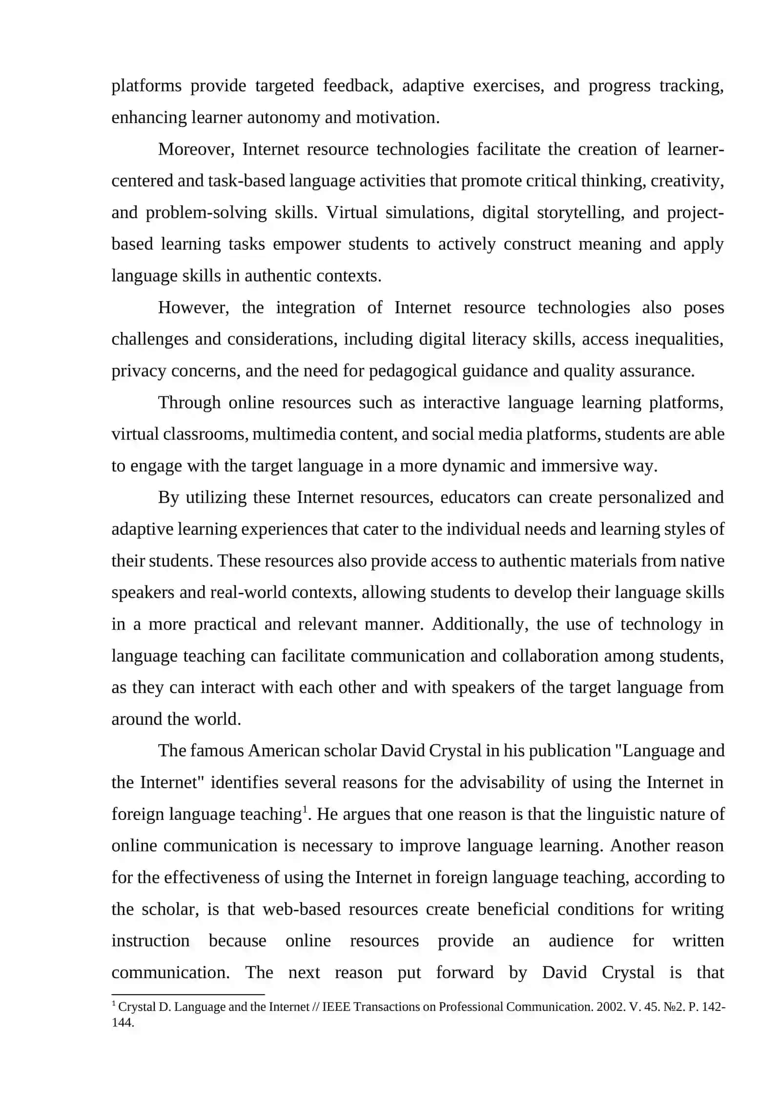 The use of Internet resource technologies when teaching a foreign language 2
