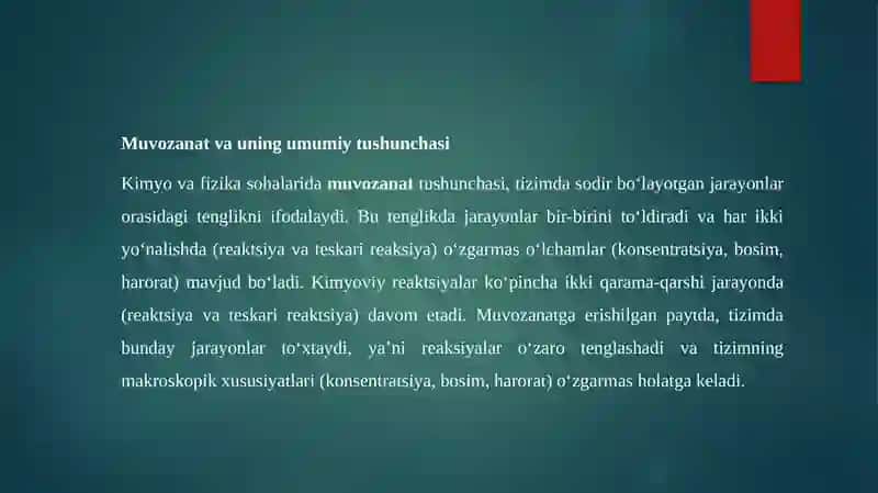 Muvozanat va uning umumiy tushunchasi 2