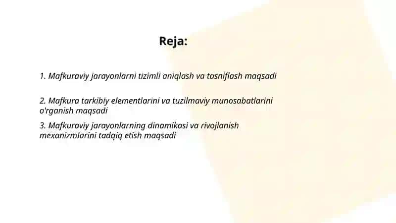 MAFKURAVIY JARAYONLARNING TIZIMLI TAHLILI FANINING MAQSADI 2