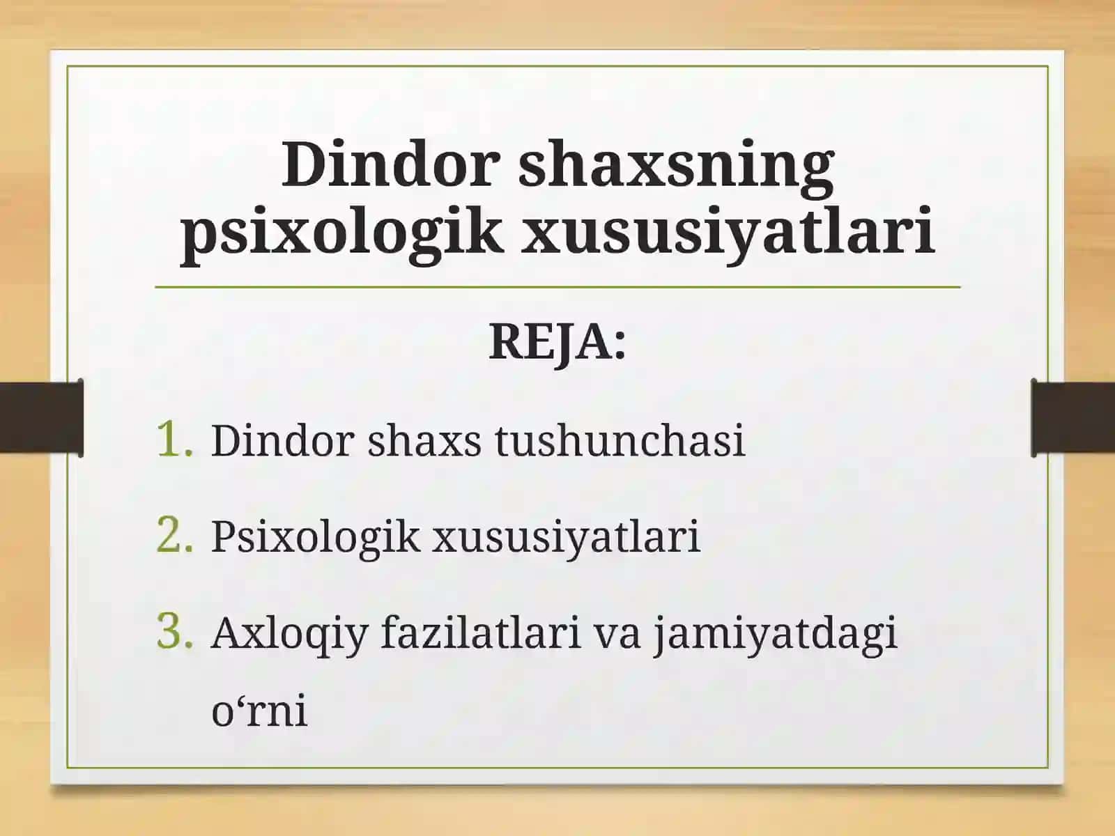 Dindor shaxsning psixologik xususiyatlari 2