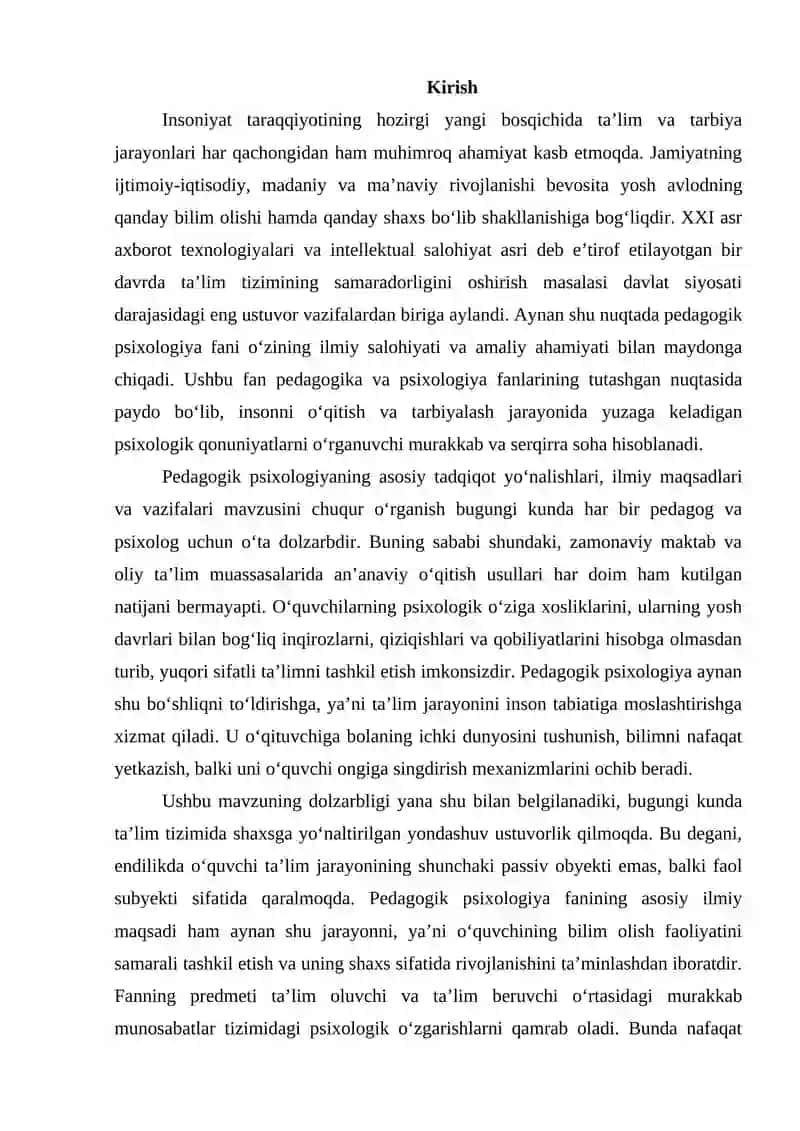 Pedagogik psixologiyaning asosiy tadqiqot yo‘nalishlari, ilmiy maqsadlari va vazifalari 2