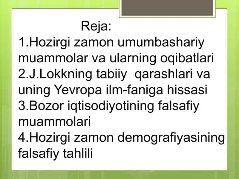 Falsafa fanidan tayyorlagan mustaqil ish 2