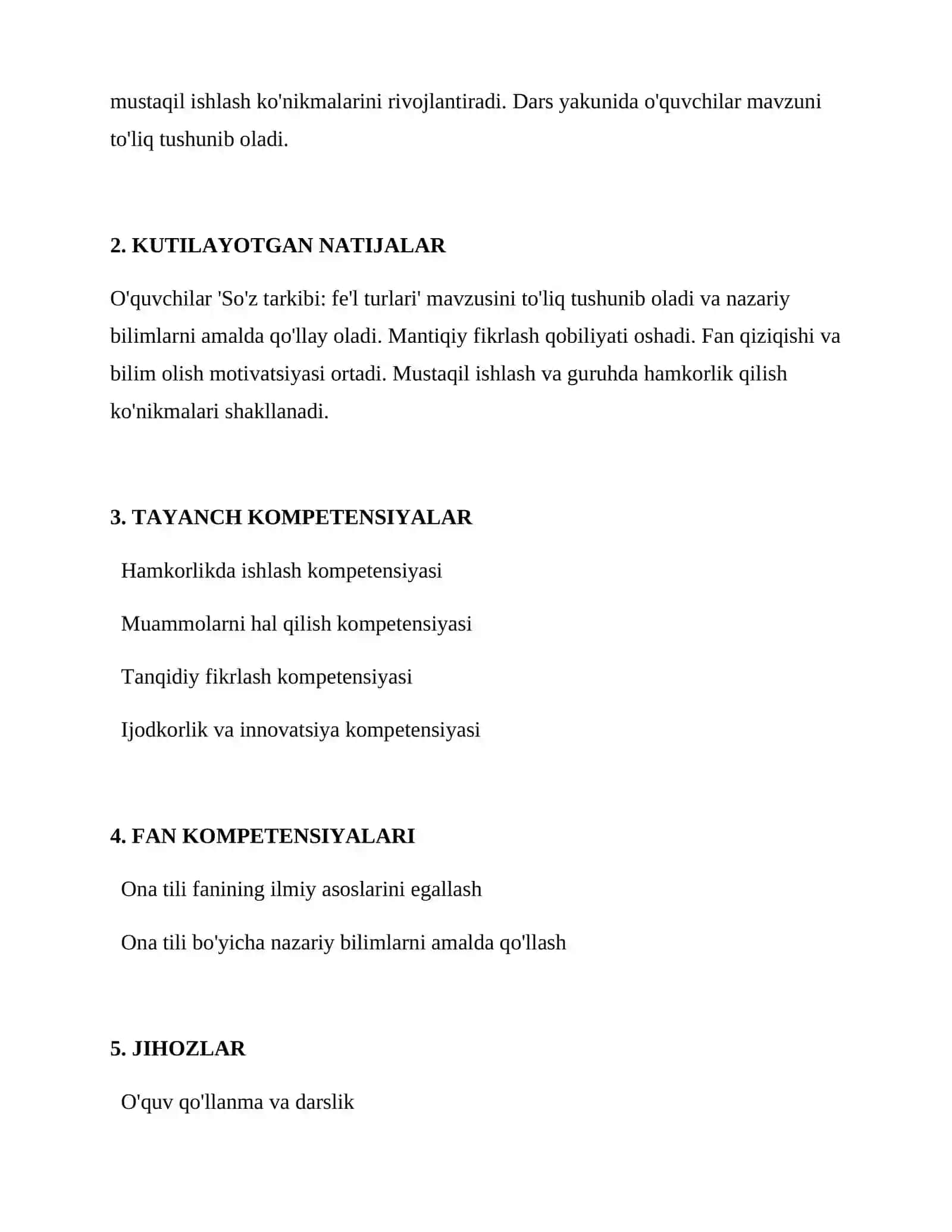 So'z tarkibi: fe'l turlari 2