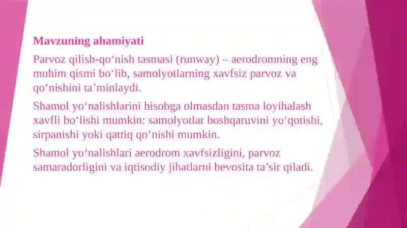 Parvoz qilish-qo‘nish tasmasini talab qilingan uzunligini hisoblash 2