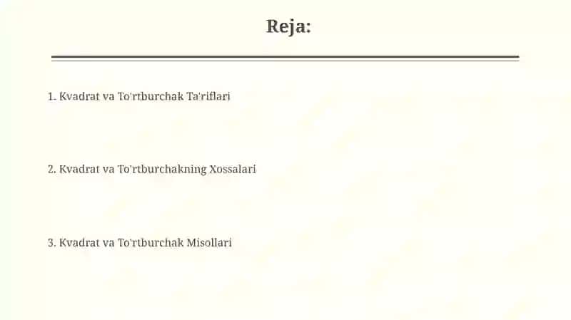 Kvadrat va To'rtburchak Ta'riflari 2