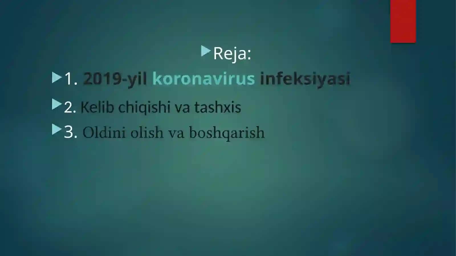TIBBIYOTDA AXBOROT TEXNOLOGIYALARI FANIDAN“KORONAVIRUS” 2