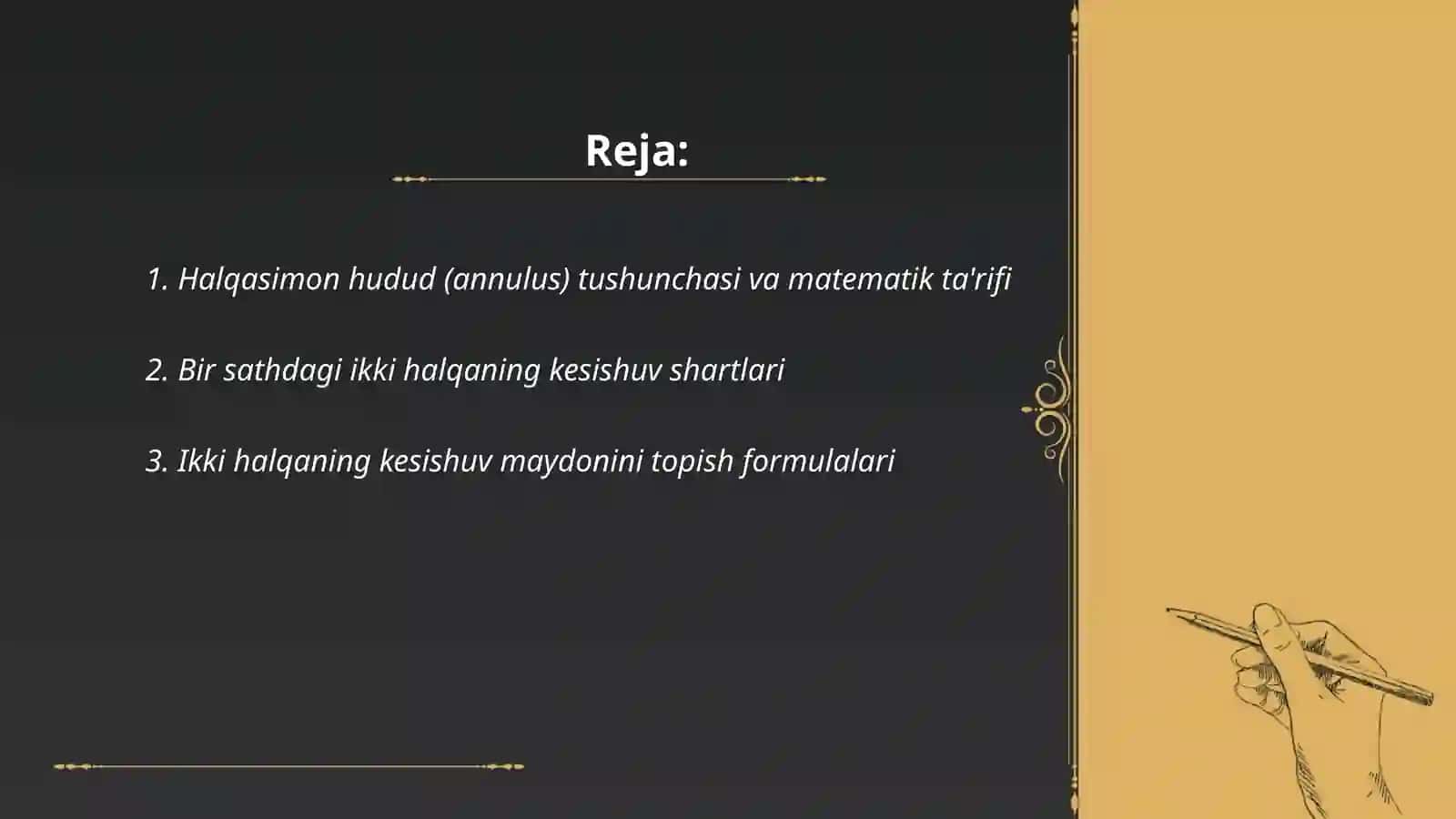 Bir sathdagi halqasimon kesishuvlar 2
