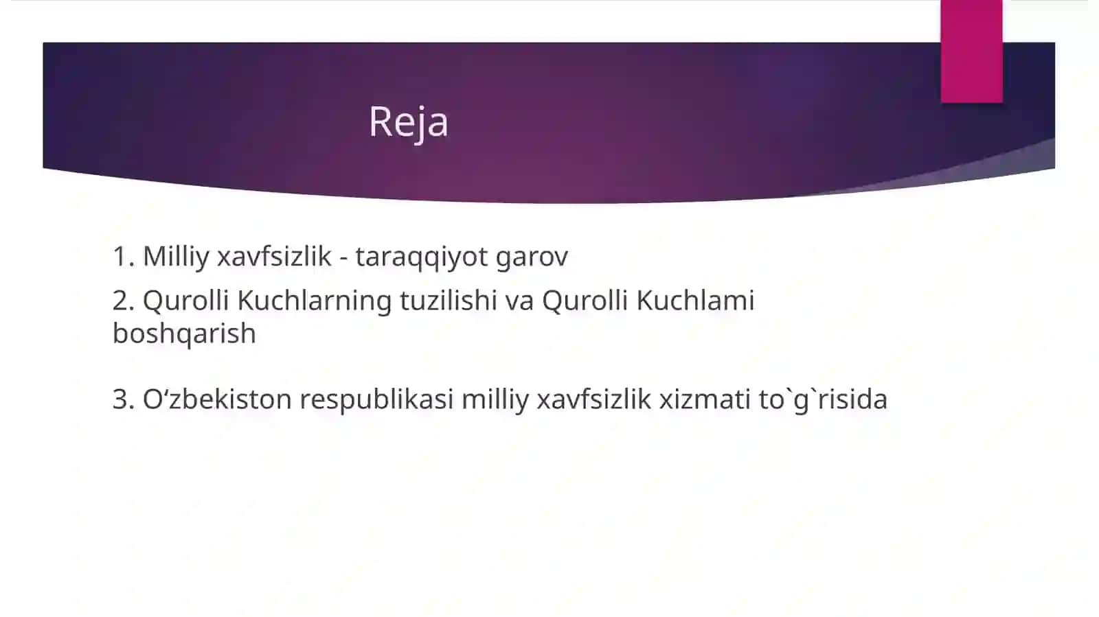 Milliy xavfsizlikni taminlash borasida amalga oshirilgan ishlar 2
