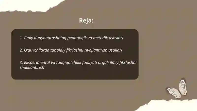 Ilmiy dunyoqarashning pedagogik va metodik asoslari 2