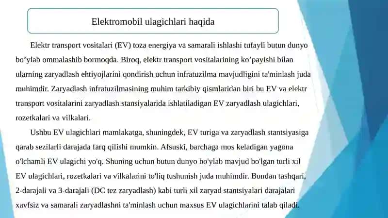 Еlеktrоmоbil ulаgichlаrining turlаri vа tаsnifi 2