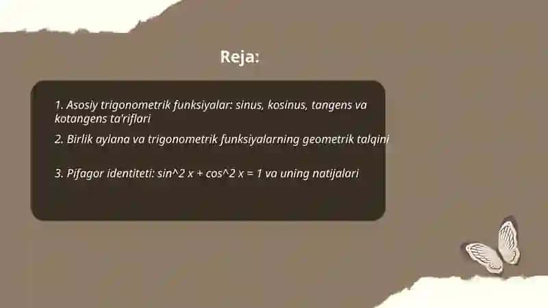 Asosiy trigonometrik ayniyat va uning natijalari 2
