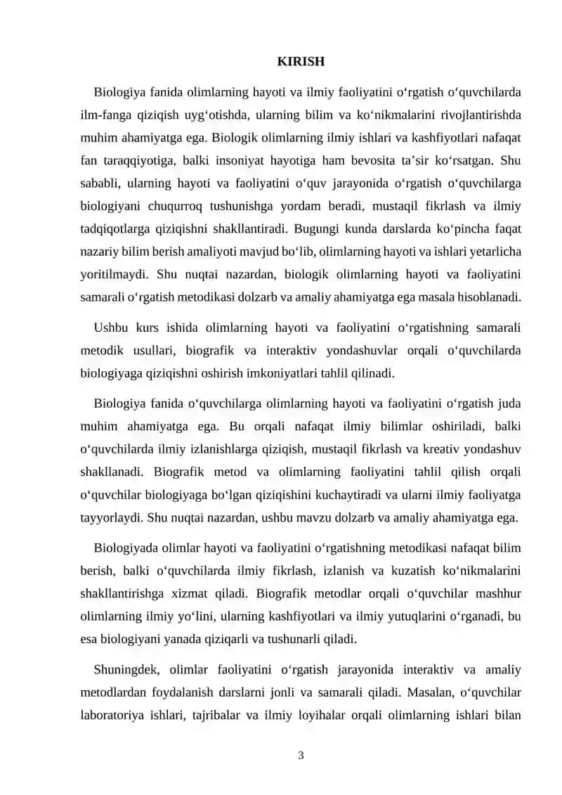 Biologiyada olimlar hayoti va faoliyatini o'rgatish metodikasi 2