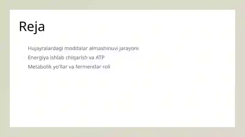 Hujayrada kechadigan moddalar almashinuvi 2