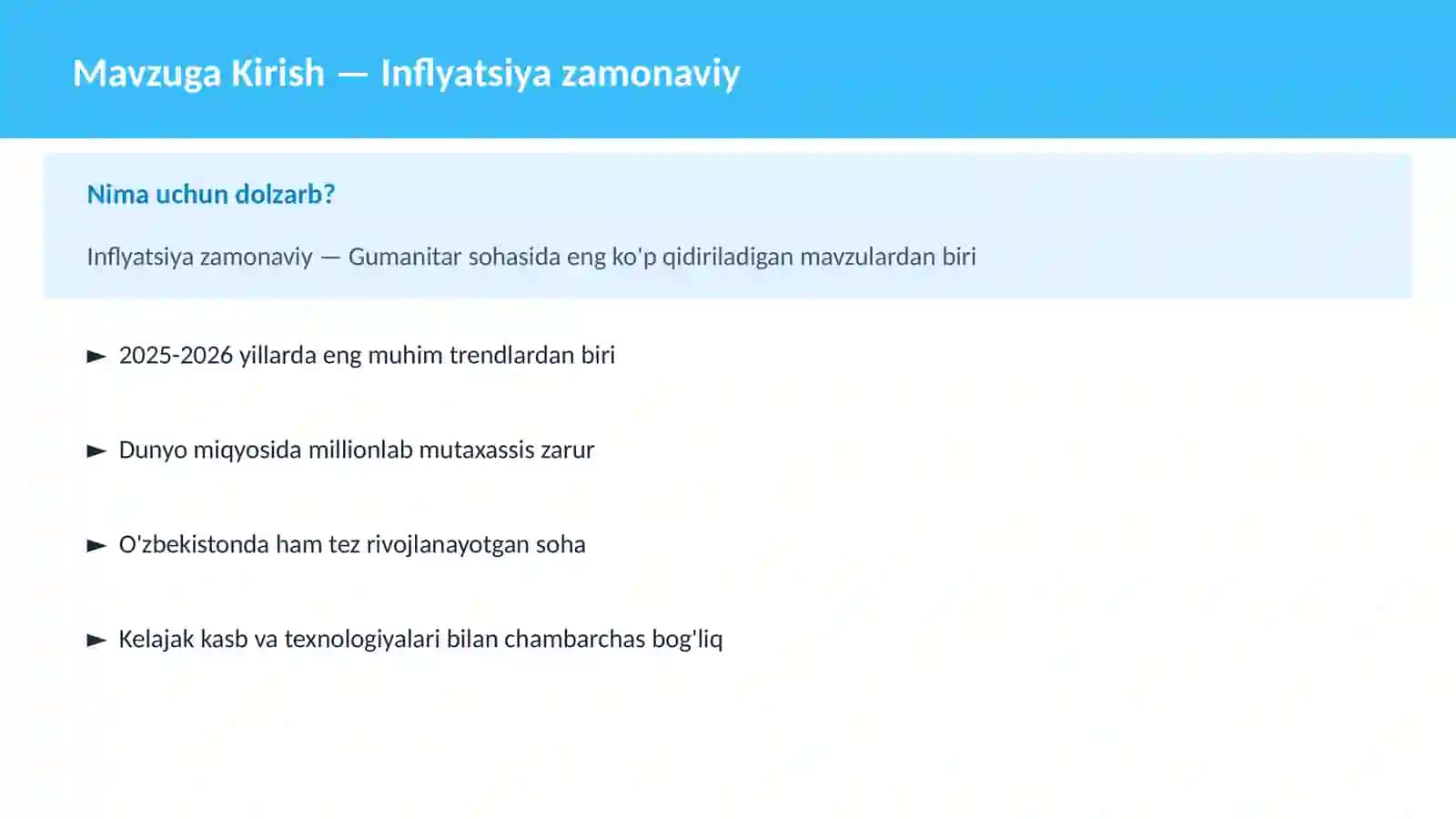 Inflyatsiya zamonaviy 2