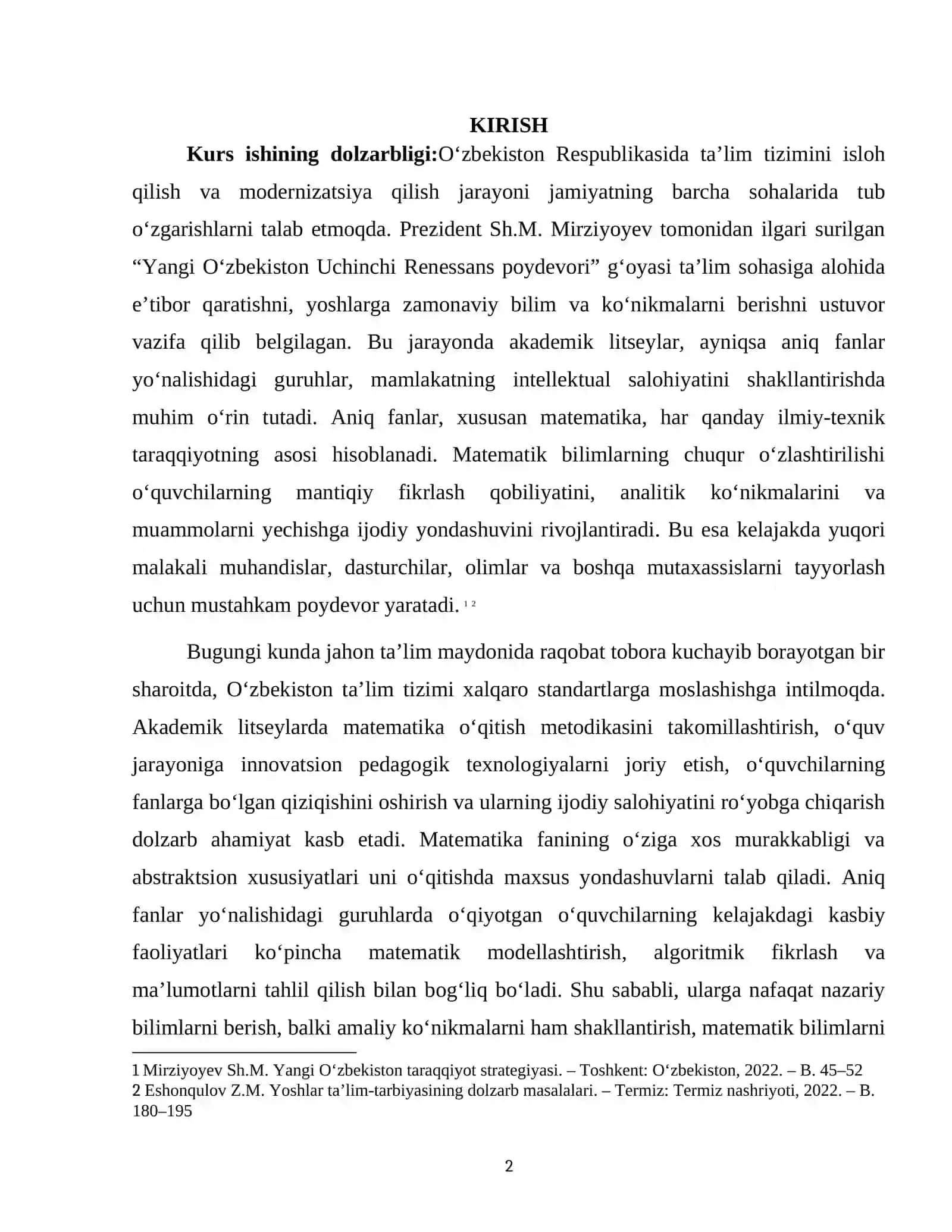 AKADEMIK LITSEYLARNING ANIQ FANLAR YO‘NALISHIDAGI GURUHLARIDA MATEMATIKA O'QITISHNING MAQSADI, VAZIFALARI VA METODIK XUSUSIYATLARI 2