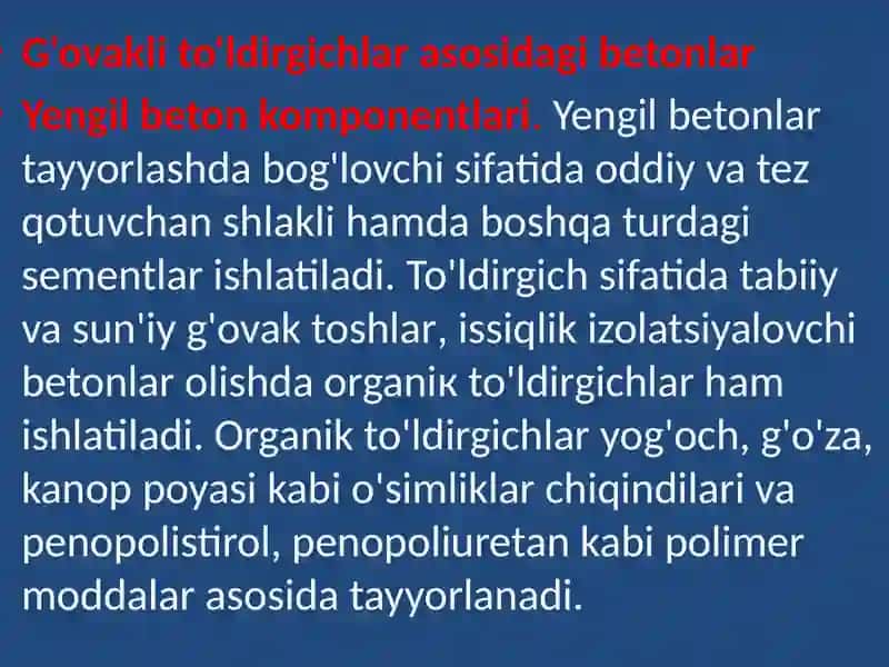 Yengil betonlar 2