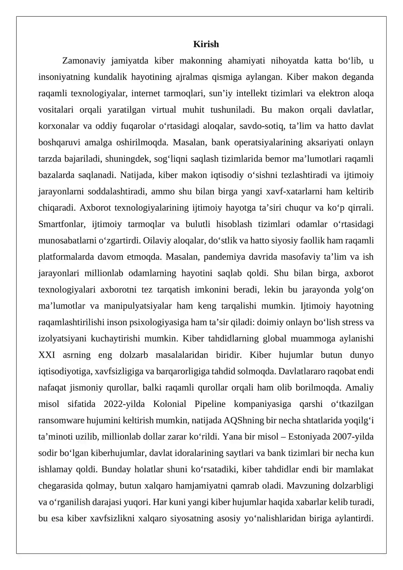 Kiber makon, kiber terrorizm, kiber zoʼravonlik tushunchalarining mohiyati 2