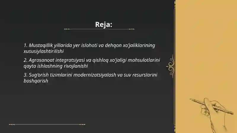 Mustaqillik yillarida qishloq xo‘jaligi va sanoat sohasidagi o‘zgarishlar 2