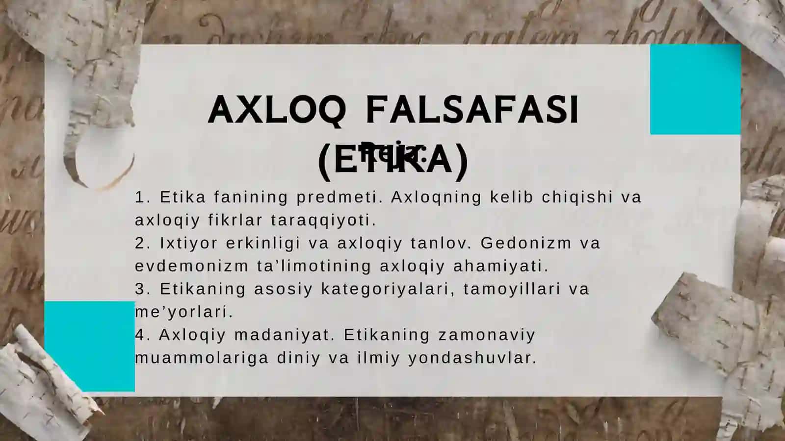 AXLOQ FALSAFASI (ETIKA) 2