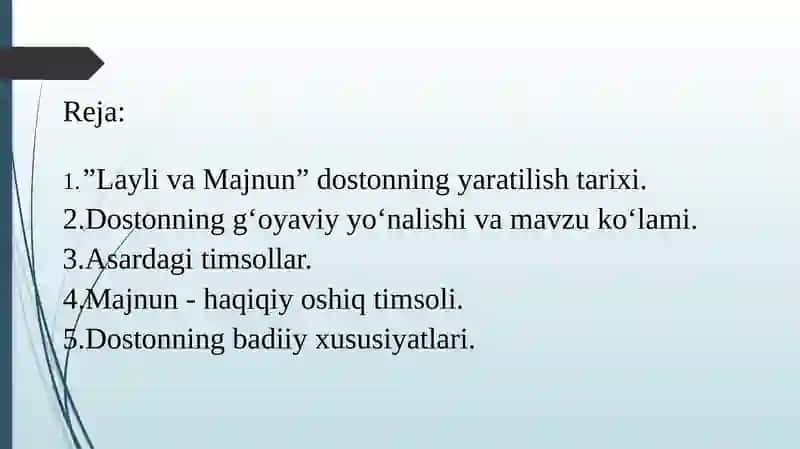 “Layli va Majnun” va “Sab’ai sayyor” dostonlarida muallif badiiy niyatining ifodalanishi 2