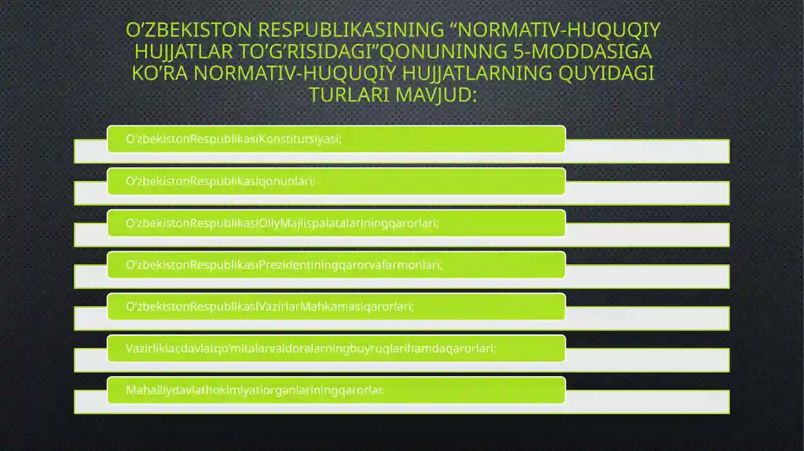 NORMATIV-HUQUQIY HUJJATLARNING VAQT, SHAXS VA HUDUDLARDA AMAL QILISHI 2