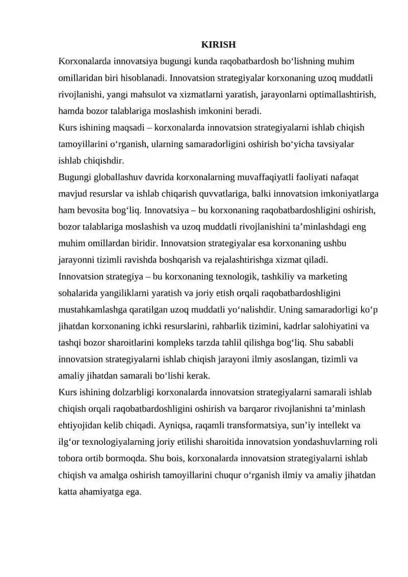 KORXONALARDA INNOVATSION STRATEGIYALARNI ISHLAB CHIQISH TAMOYILLARI 2