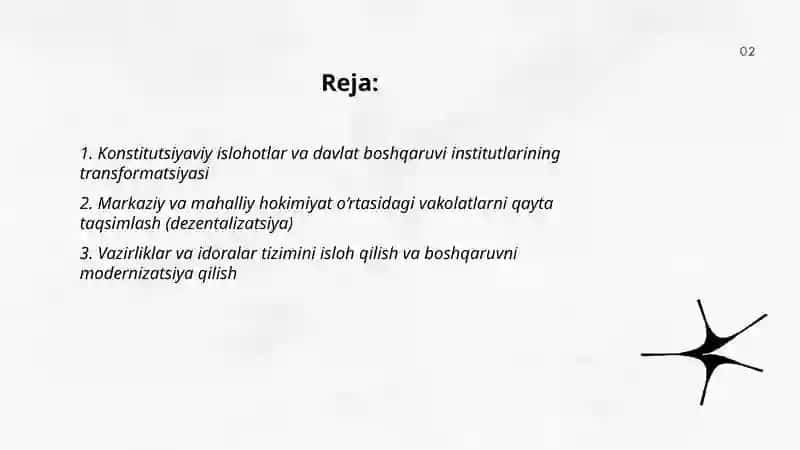 Mustaqillik yillarida davlat boshqaruvi tizimida amalga oshirilgan islohotlar 2