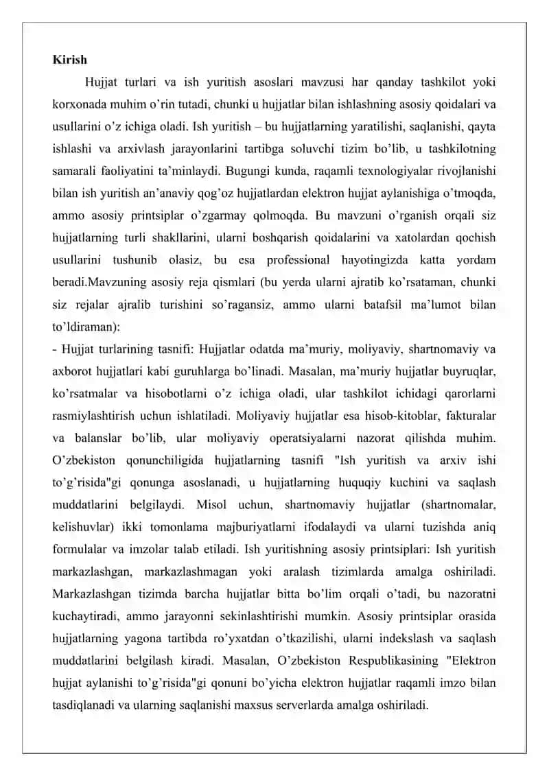 Hujjat turlari va ish yuritish asoslari 2