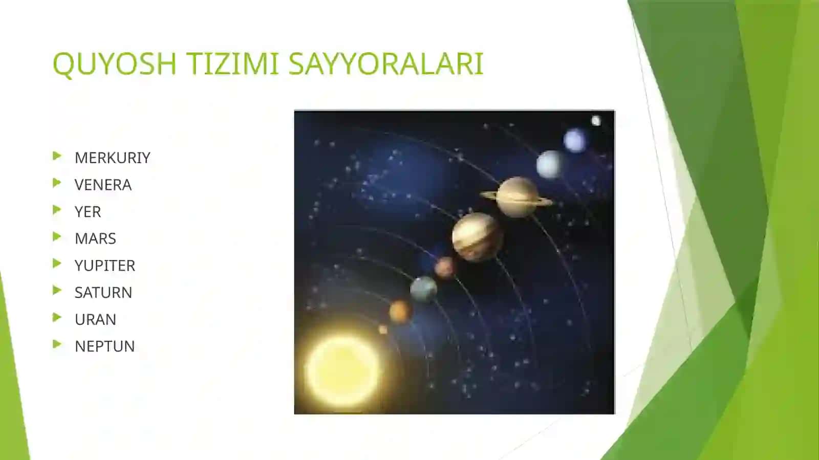 QUYOSH TIZIMI SAYYORALARI 2