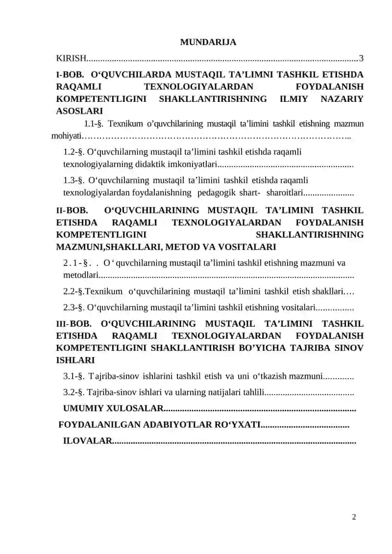 O‘QUVCHILARINING MUSTAQIL TA’LIMINI TASHKIL ETISHDA RAQAMLI TEXNOLOGIYALARDAN FOYDALANISH KOMPETENTLIGINI SHAKLLANTIRISH 2