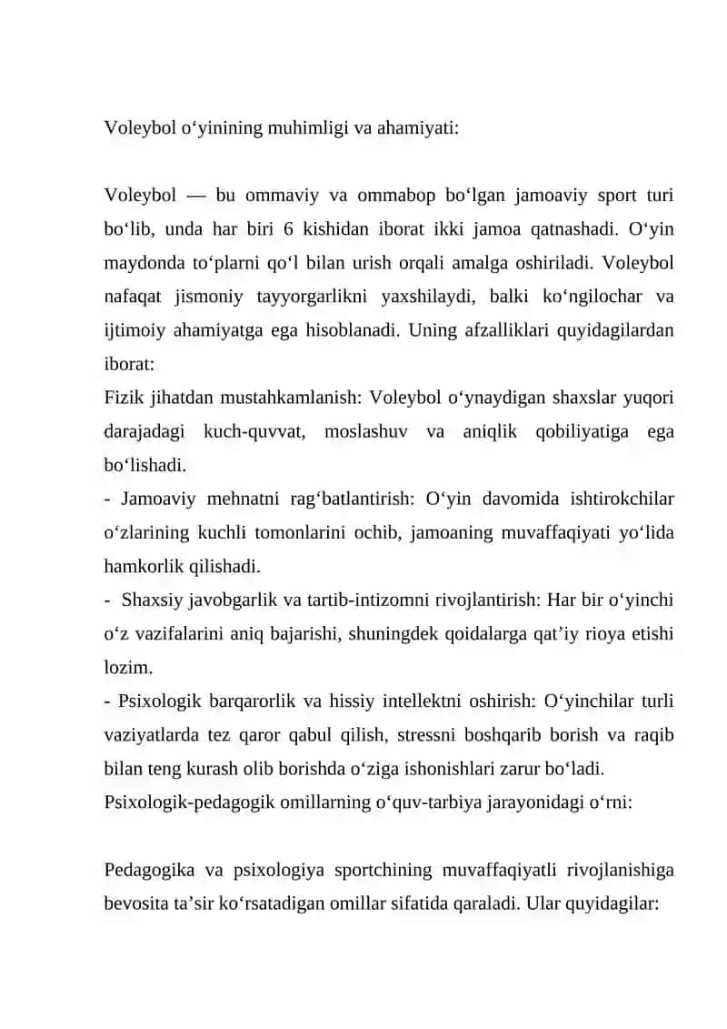Voleybolchilarni rivojlantirishning psixologik pedagogik jihatlar 2