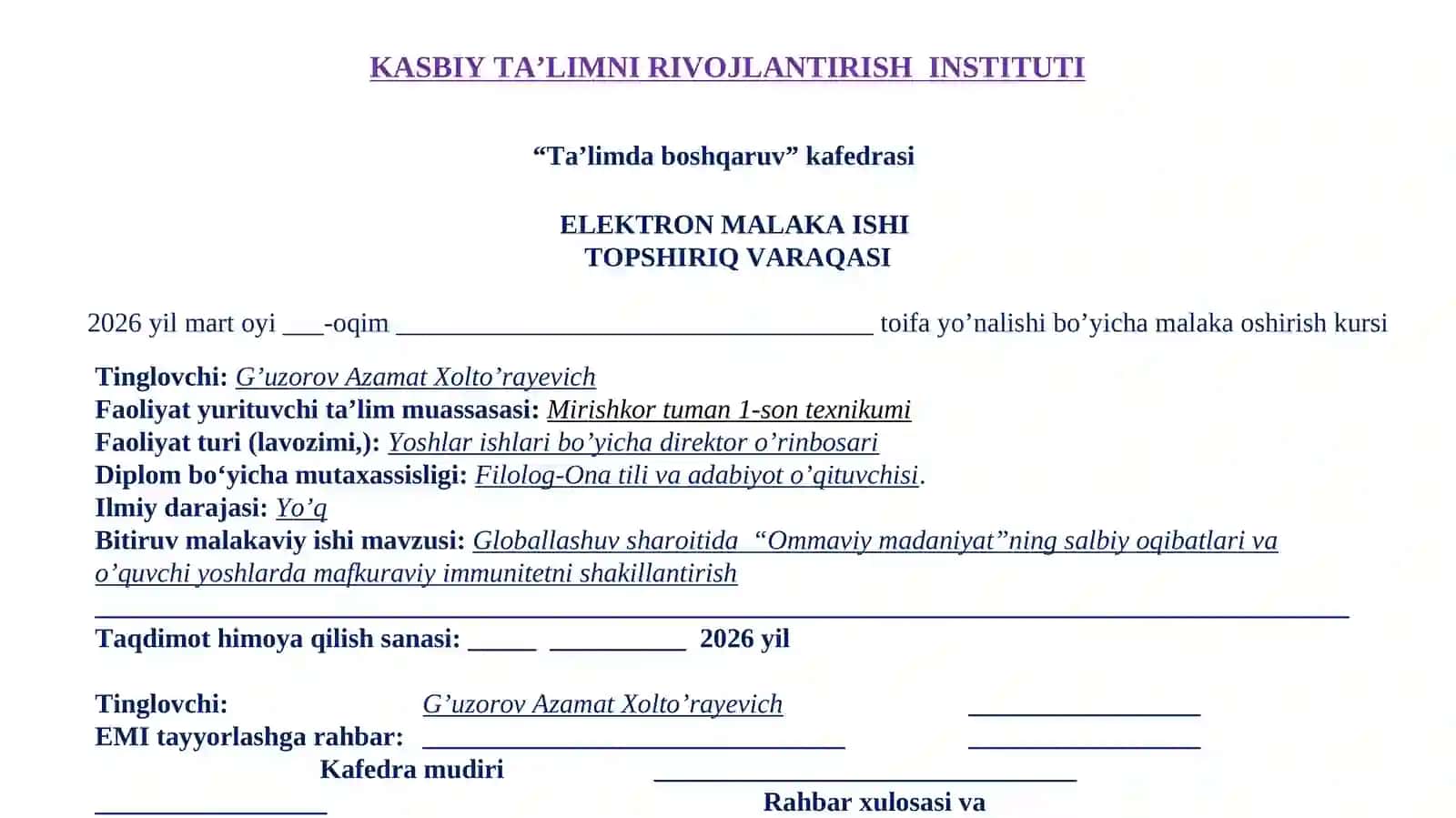 Bitiruv Malakaviy ishi 2