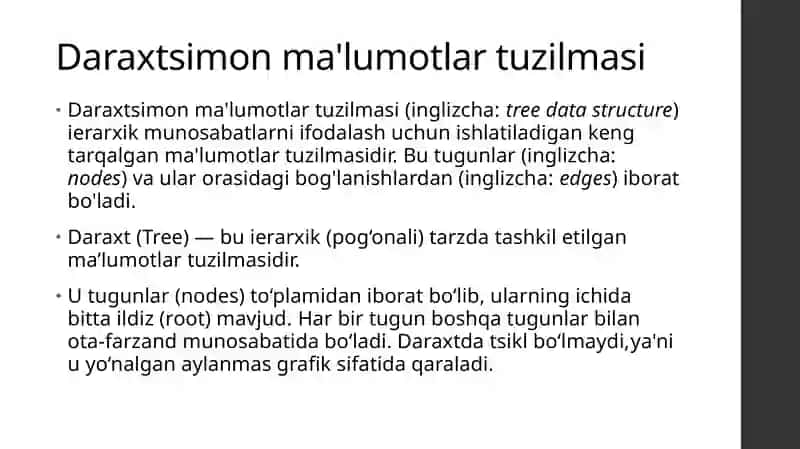 Daraxtsimon ma'lumotlar tuzilmasi va ular ustida amallar 2