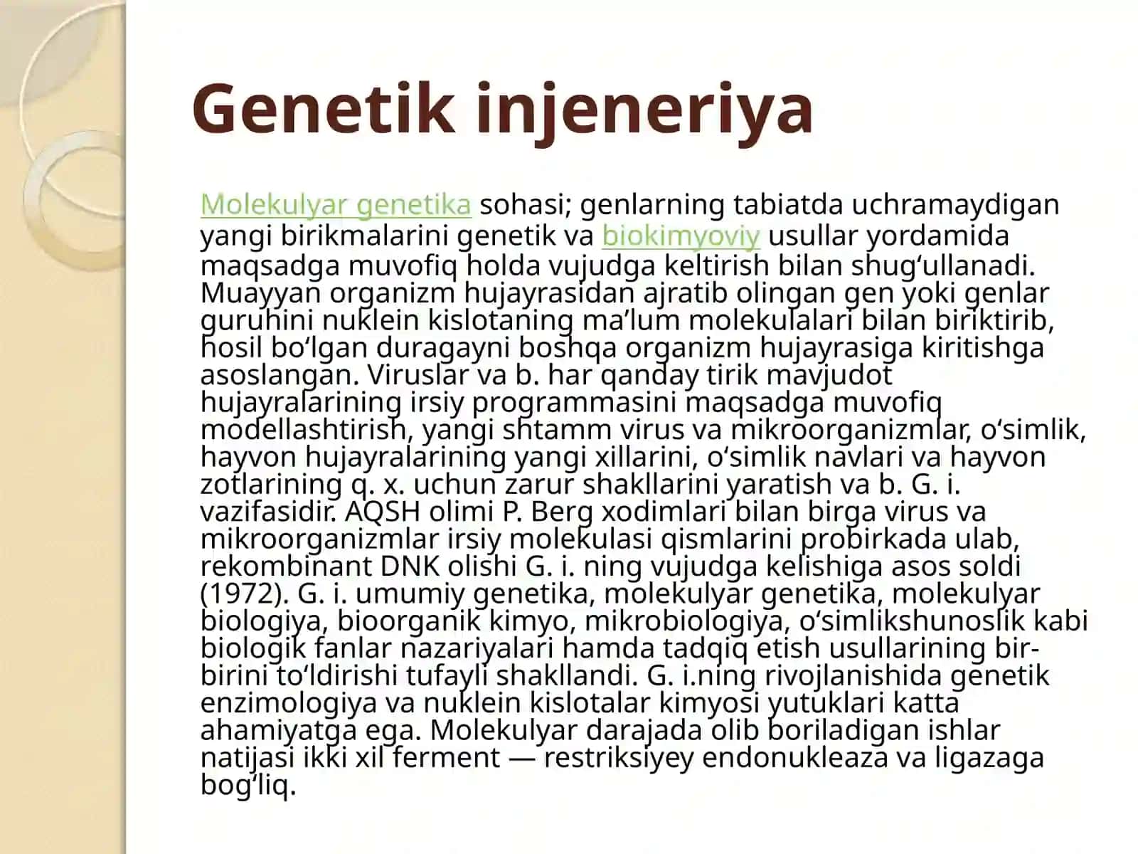 Gen injeneriyasi va uning tibbiyot amaliyotida qo'llanilishi 2