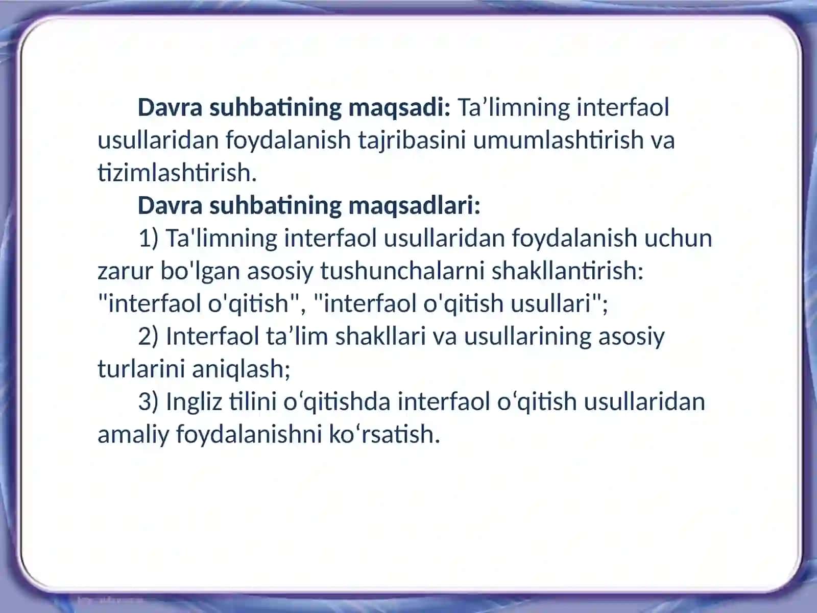 Ingliz tili darslarida o‘qitishning interfaol usullari va shakllari 2