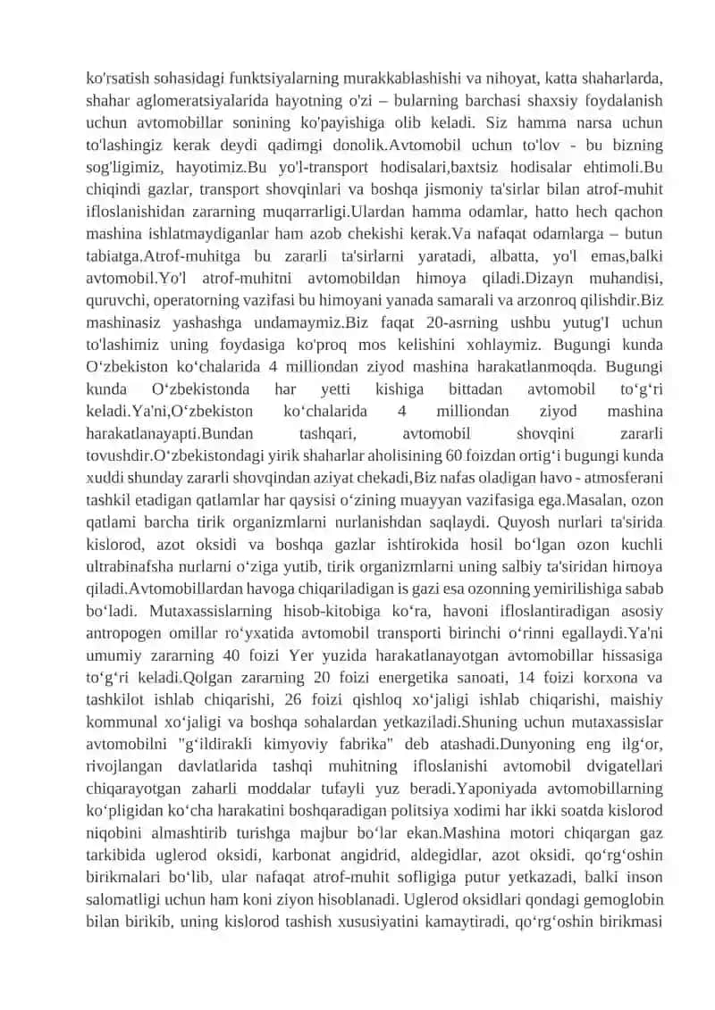 EKOLOGIK TOZA TRANSPORT TIZIMINI RIVOJLANTIRISH 2