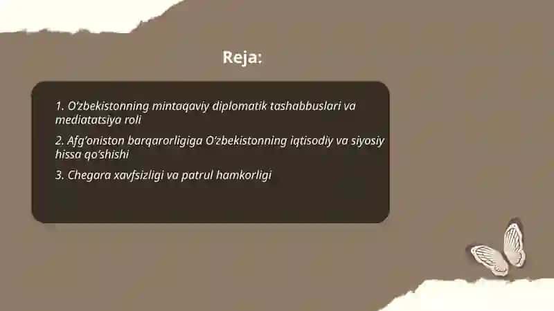 O‘zbekistonning Markaziy Osiyoda tinchlik va barqarorlikni ta’minlashdagi o‘rni 2