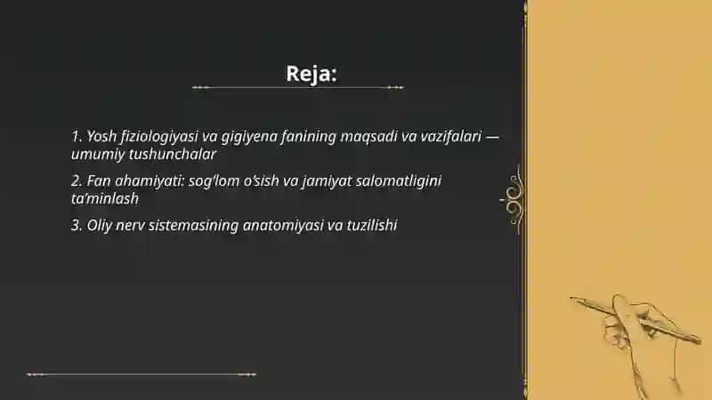 Yosh fiziologiyasi va gigiyena 2