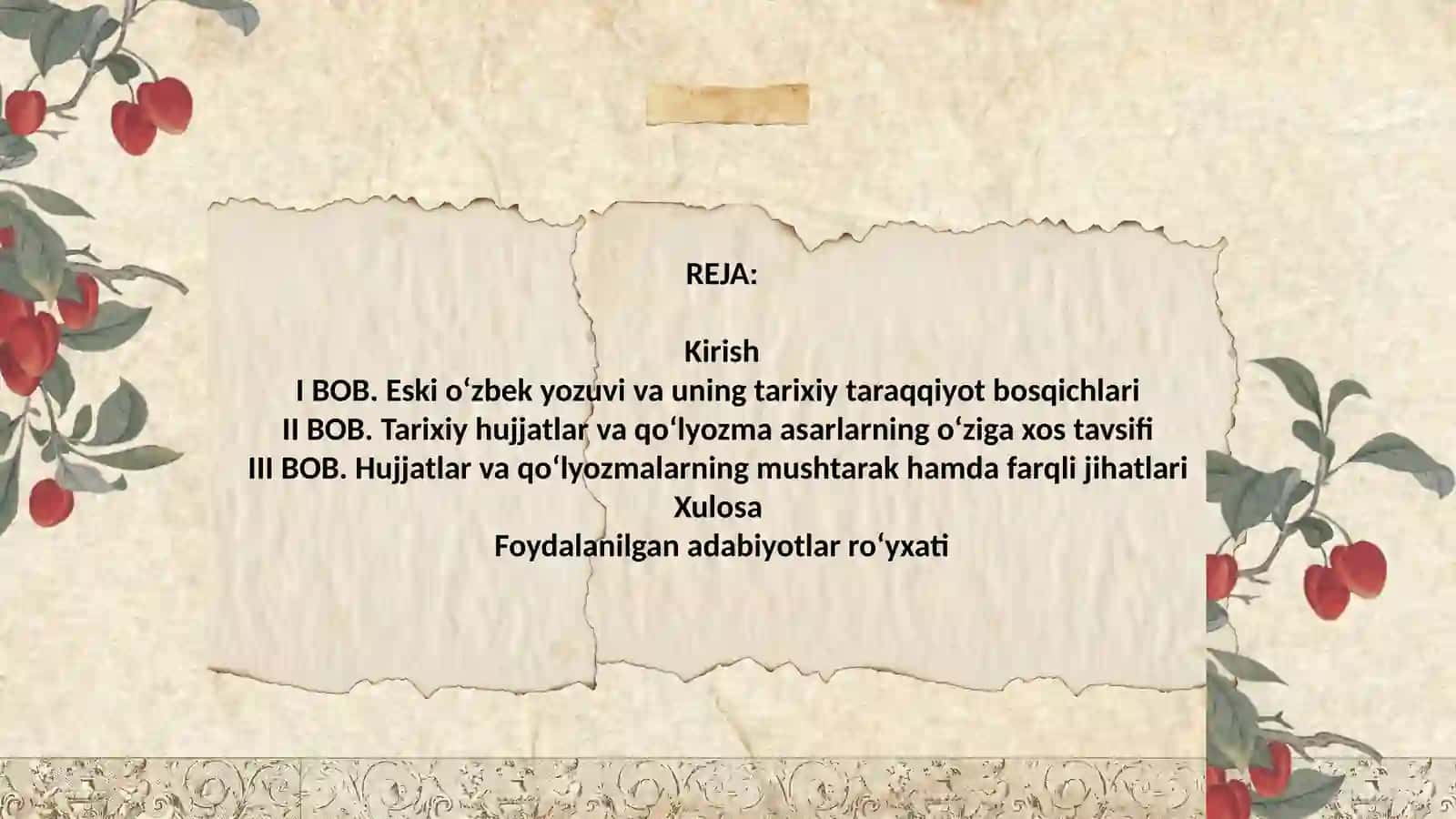 Eskio‘zbekyozuvidayaratilgantarixiyhujjatlarvaqo‘lyozmaasarlarningmushtarakhamdafarqlixususiyatlari 2