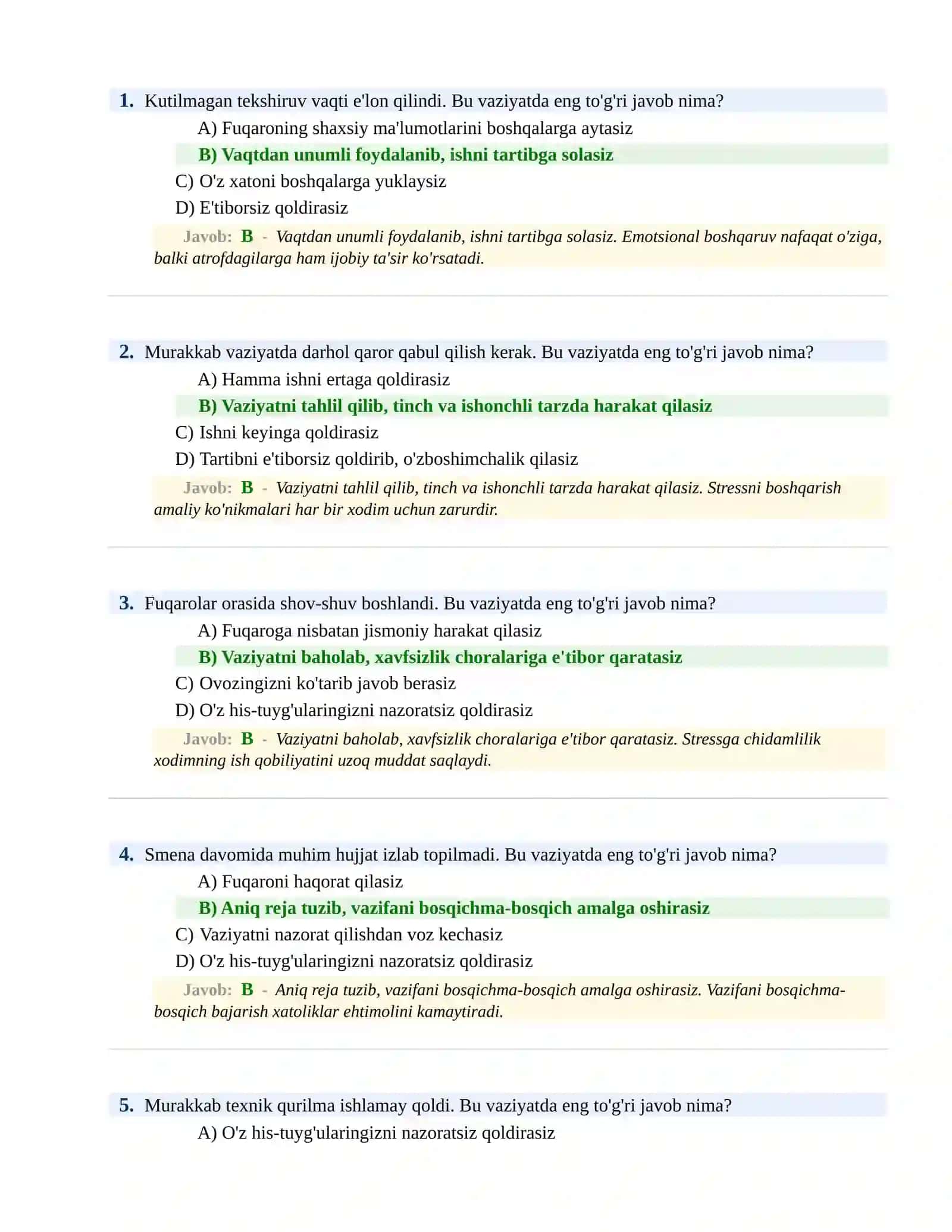 BOJXONA XIZMATIGA ISHGA KIRISH PSIXOLOGIK SINOV Testlari 2