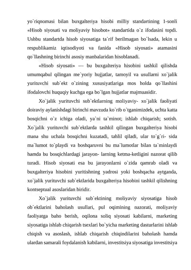 XO'JALIK YURITUVCHI SUBYEKTLAR XISOB SIYOSATI AUDITI 2